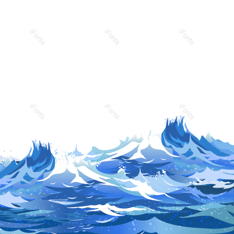 蓝色图片,手绘浪花元素,海浪PNG,免抠素材